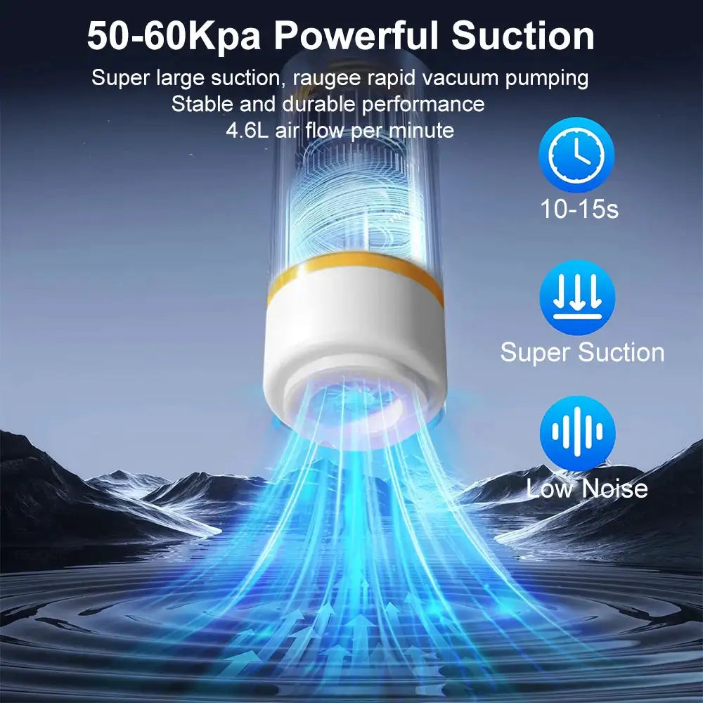 Electric Air Pump Handheld Automatic Air Pump Food Fresh-Keeping Rechargeable Vacuum Sealer with BPA-Free Vacuum Packaging Bag