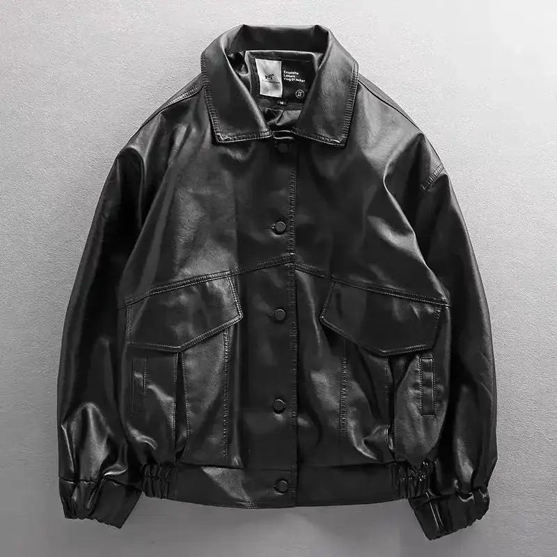 Korean Fashion Streetwear Leather Jacket Suit For Men