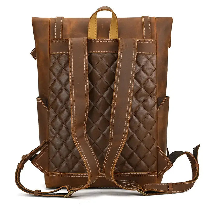 2023 New Style Men's Leather Backpack Vintage Fashion Men Male Travel Bag Laptop Bagpack For Male Cowhide Male Bag Anti theft