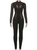 Long Sleeve Mesh Jumpsuit