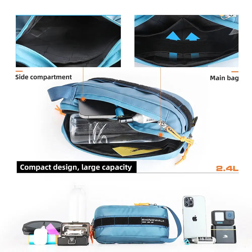 Rhinowalk Bike Handlebar Bag 2.4L Bicycle Bags Frame Pannier Bag Multifunction Portable Shoulder Waist Bag Bike Accessories