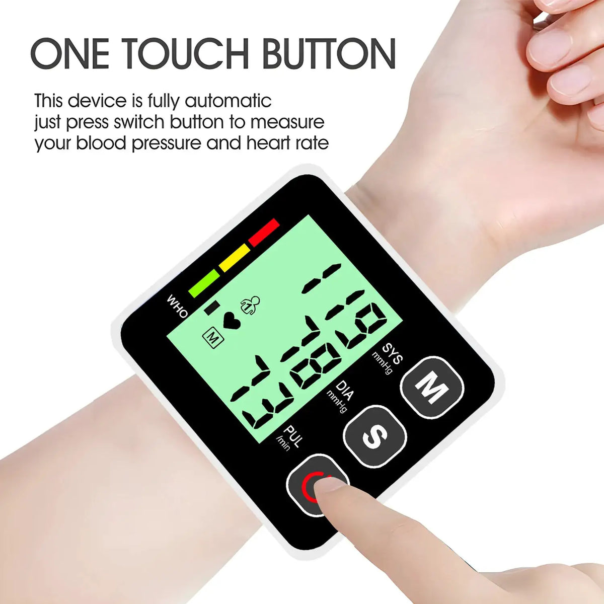 Medical Digital LCD Wrist Automatic Blood Pressure Monitor Sphygmomanometer PR Heart Beat Rate Pulse Mete Tonometer Health Care