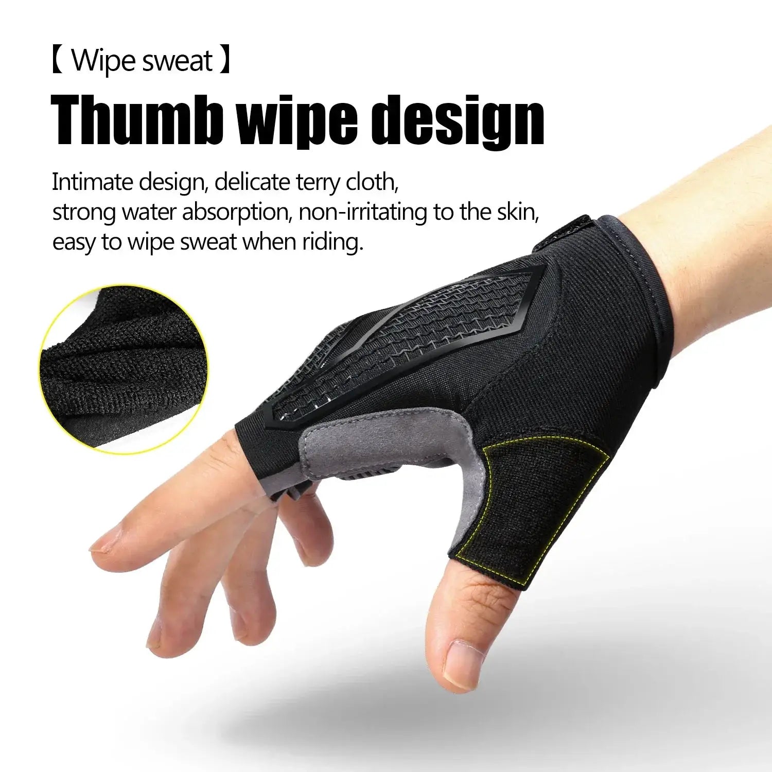 Summer Half Finger MTB Cycling Gloves Black Liquid Silicone