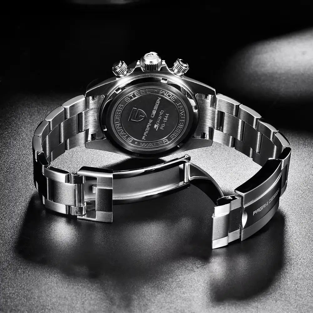PAGANI DESIGN PD1644 Men's VK63 Quartz Chronograph Watch Sapphire Glass Stainless Steel 100M Waterproof Sport Wristwatch
