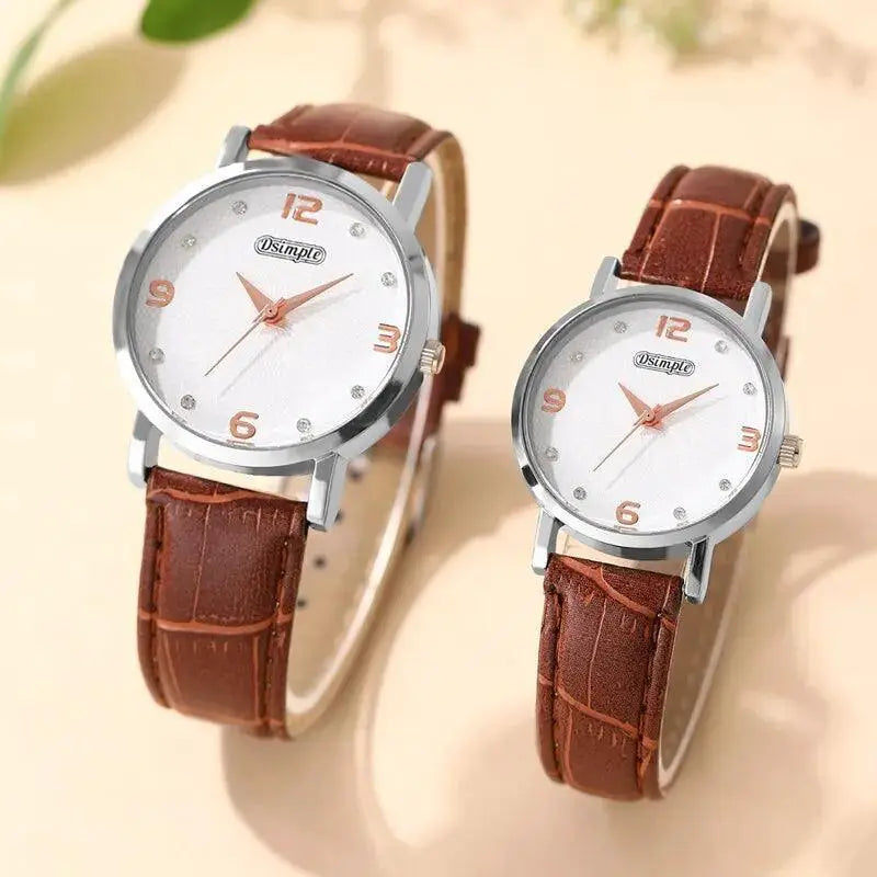 Luxury Leather Quartz Watches Set for Couples Stylish Duo