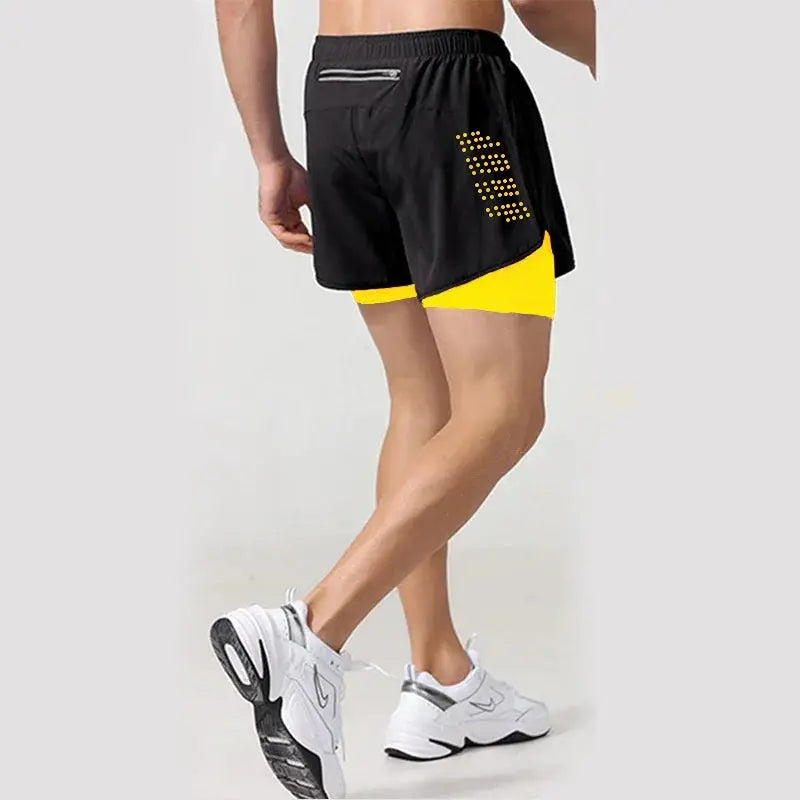 Men's 2 in 1 Quick Dry Running Shorts for Gym Fitness