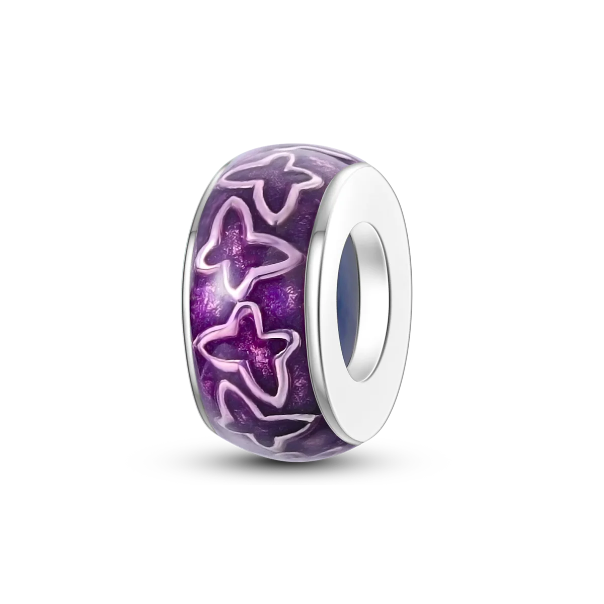 Silver Plated Purple Charm Flower