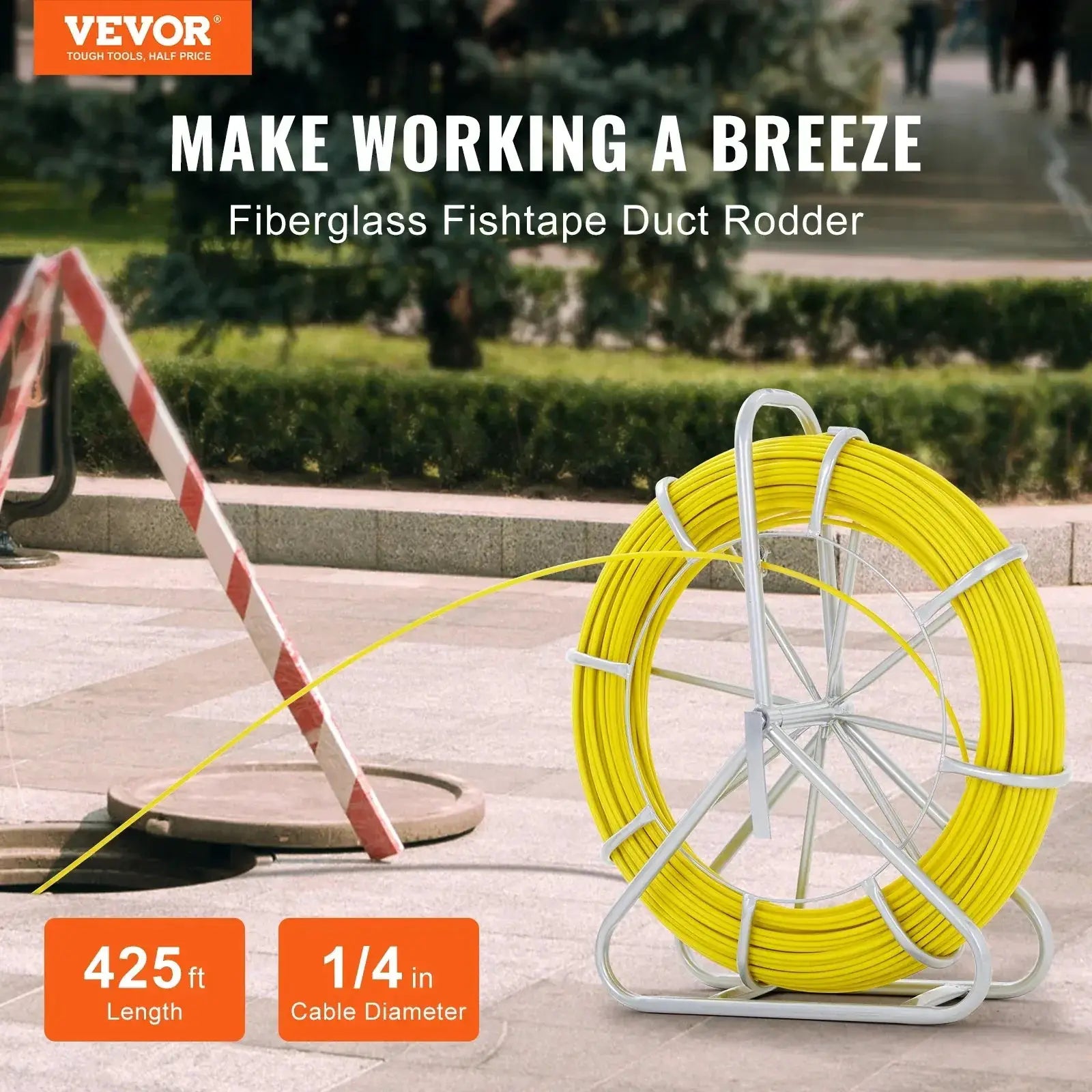 VEVOR Fiberglass Fish Tape 425 492 600 656 Ft Wire Puller
