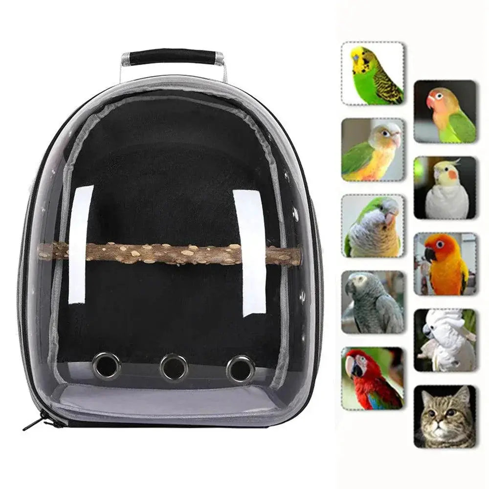 Featherway Bird Carrier Backpack Parrots Transparent Design