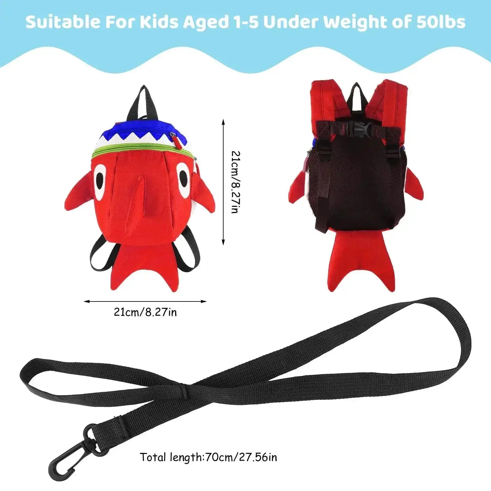 Funny Cartoon Shark Backpack Cute Toddler Safety Harness