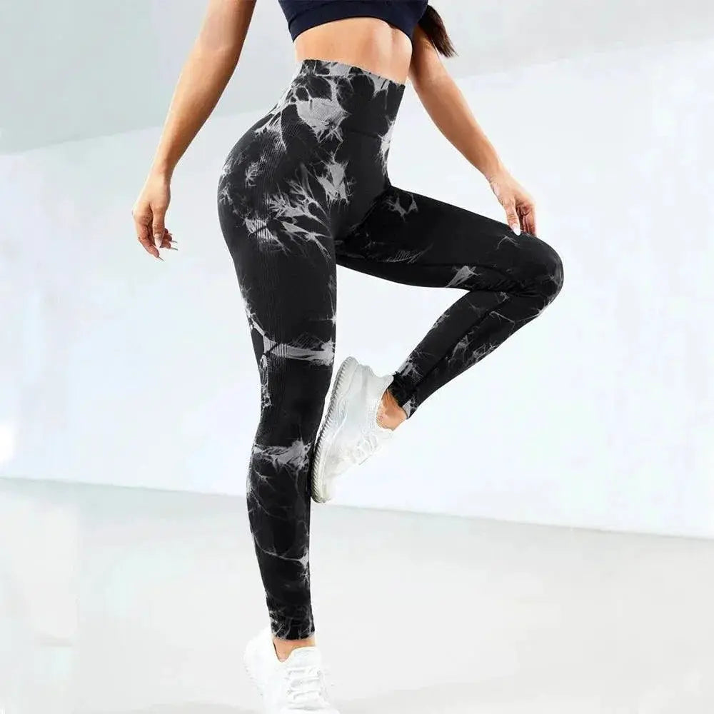 Yoga Leggings Sculpting Tummy Control Butt Lift Tie Dye Bleach