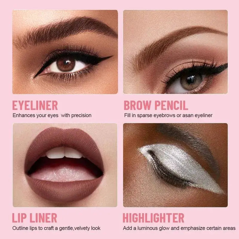 4 In 1 Multi Functional Lip Liner Eyeliner Eyebrow Set