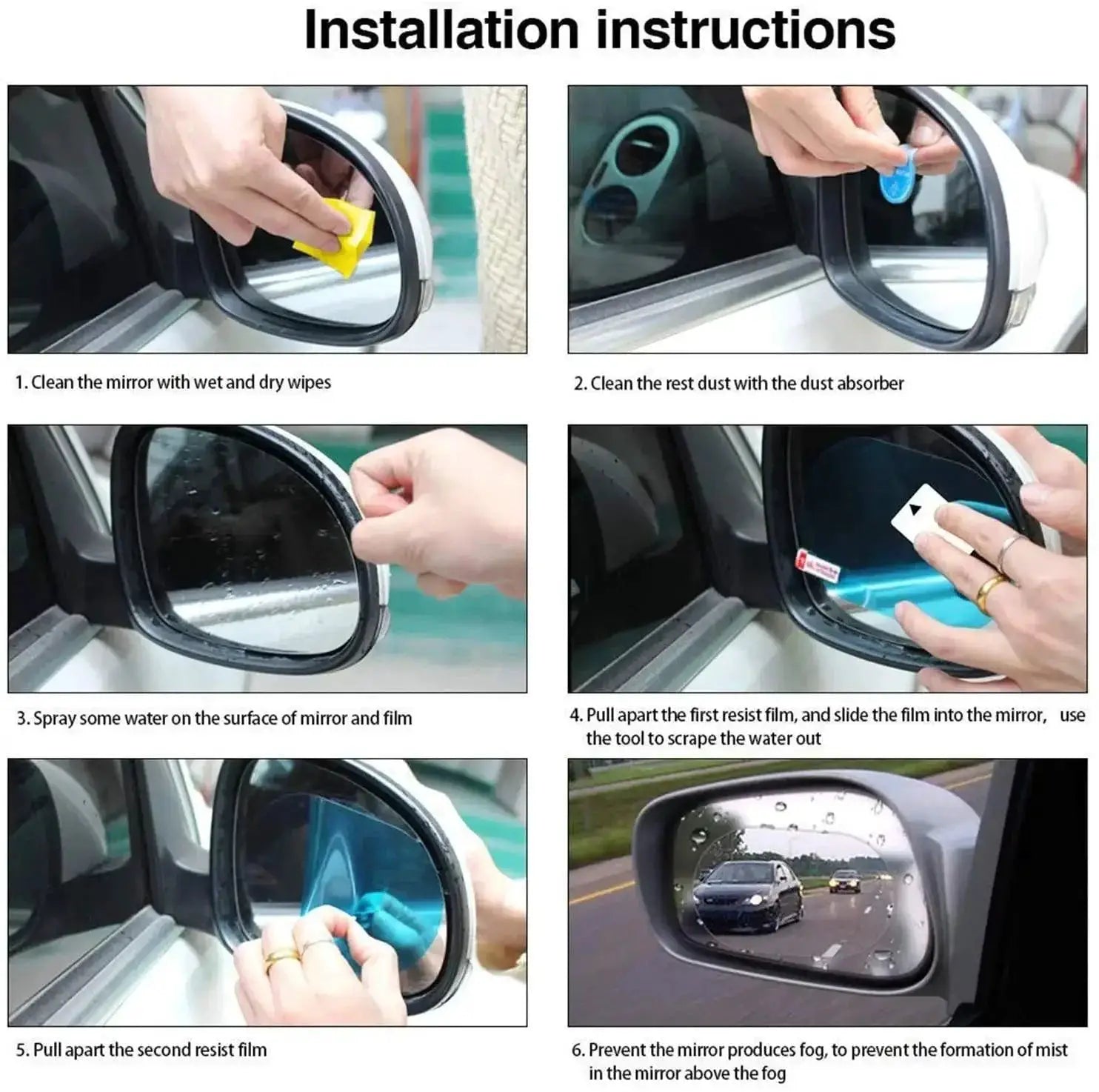 Car Rearview Mirror Rainproof Film for Clear Visibility