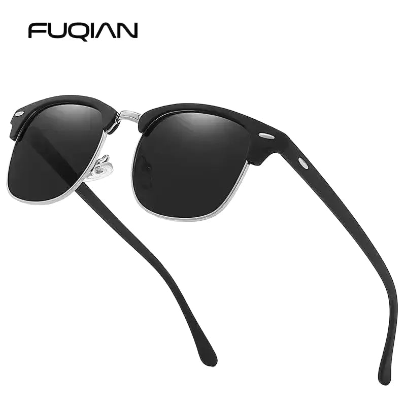 Retro Half Frame Polarized Sunglasses For Men And Women