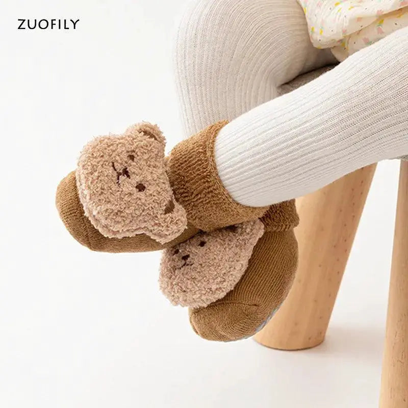 Charming Bear Themed Cotton Baby Socks Non Slip Wear