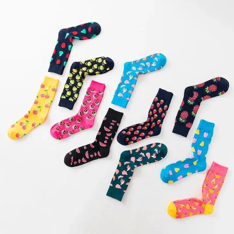 Playful Fruit Inspired Cotton Socks For Trendy Comfort