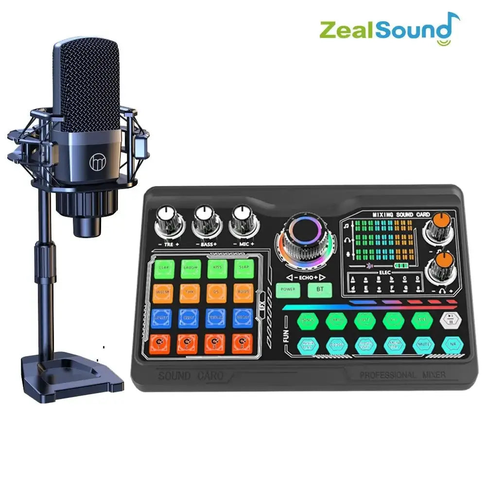Zealsound Podcast Microphone Sound Card Kit Bundle