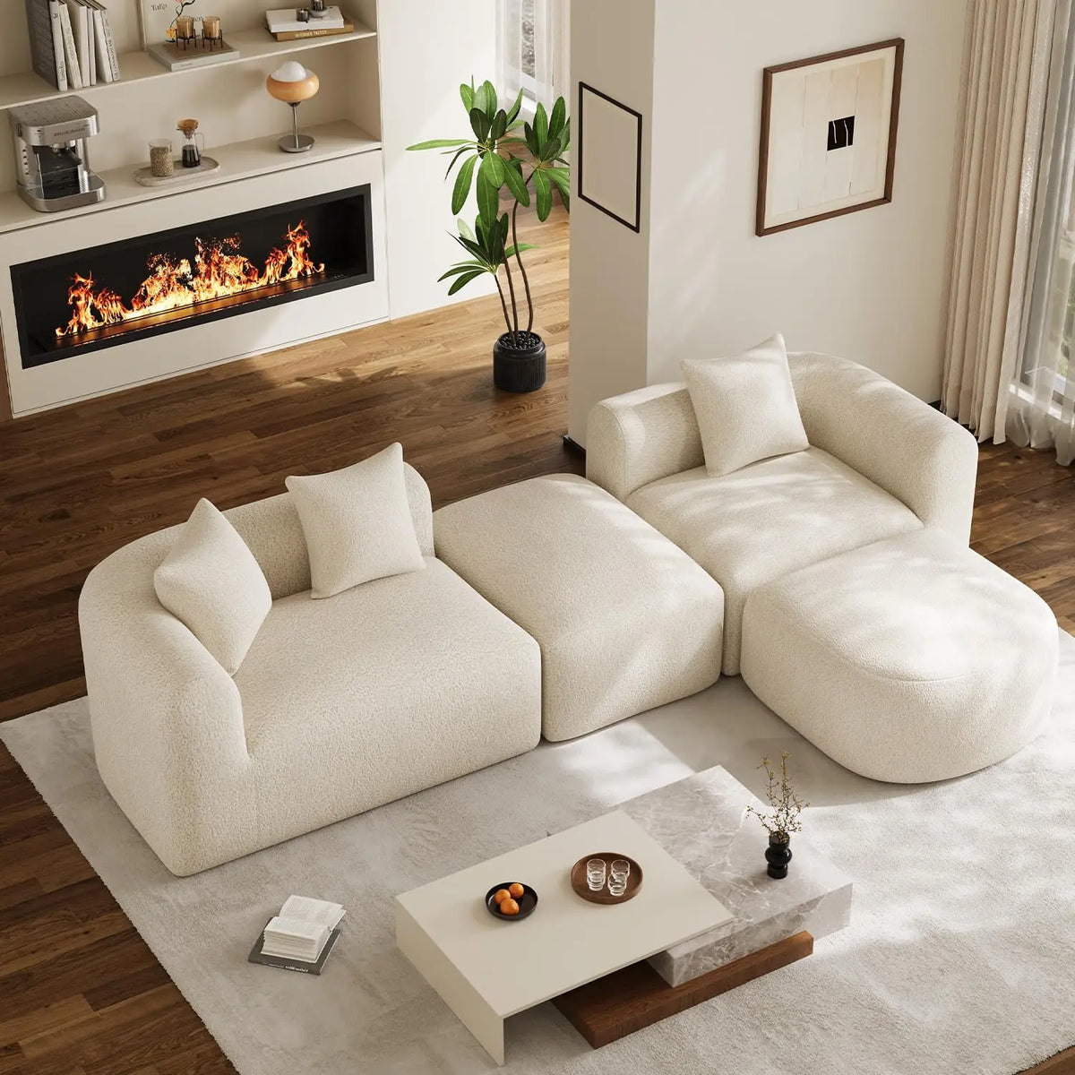 Curved Modular Upholstered Sectional Sofa