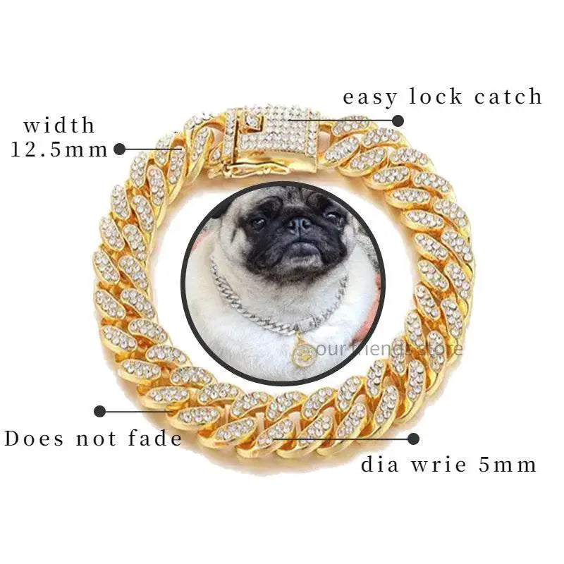 Luxury Diamond Dog Chain Collar For Pets Stylish Design
