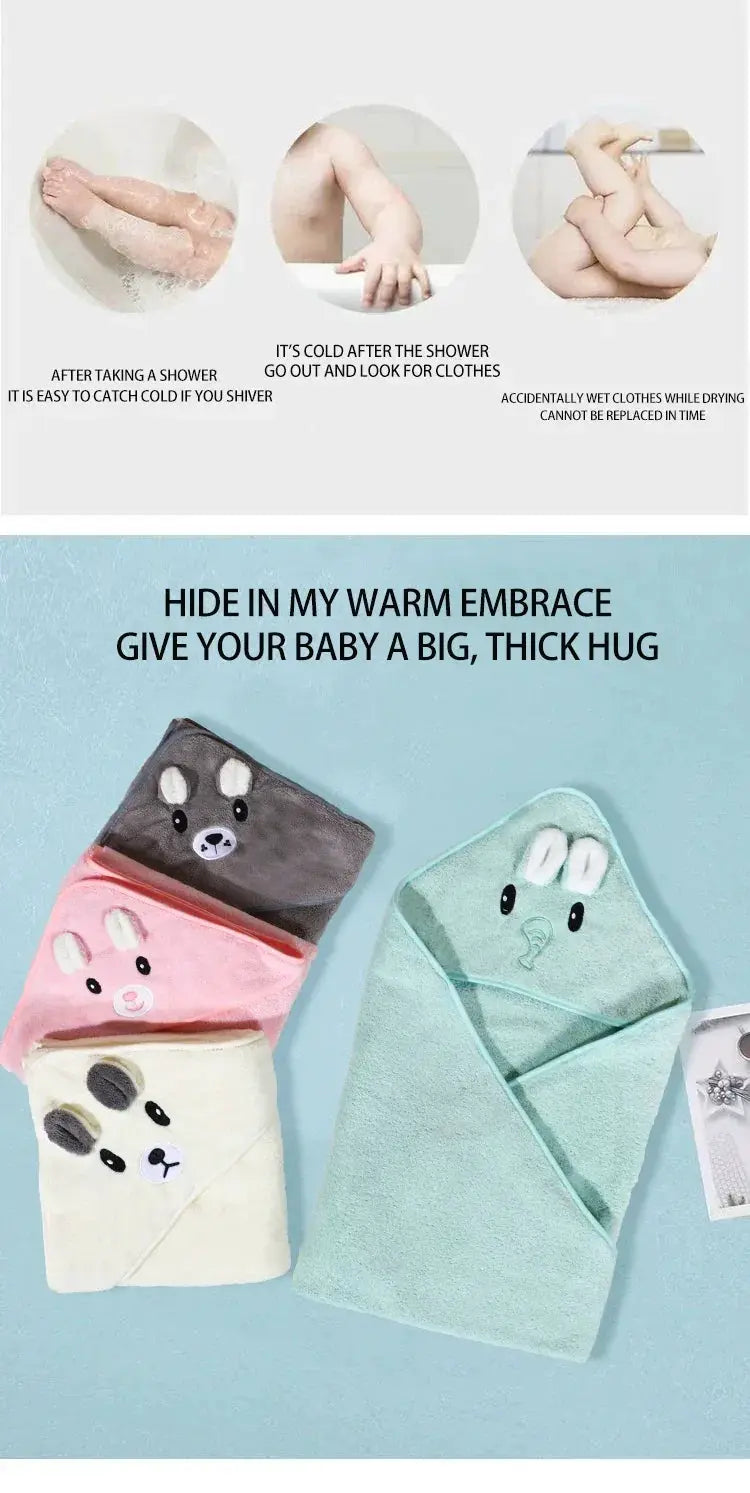 Cute Cartoon Animals Soft Coral Velvet Quick Dry Bath Towel
