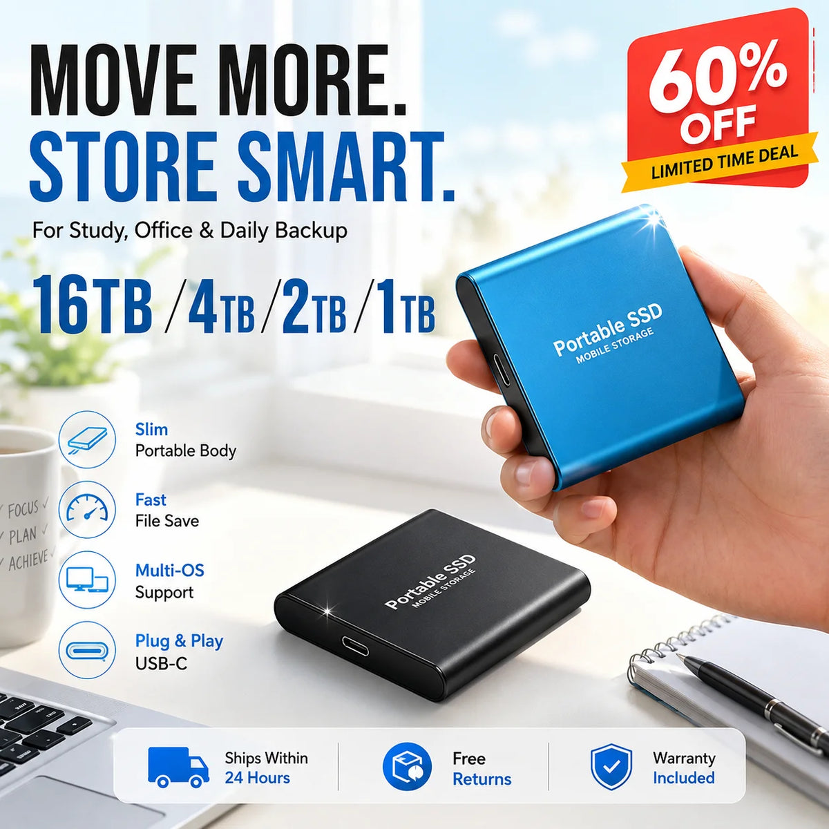 USB Desktop External SSD Drive