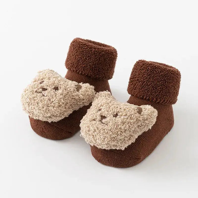 Charming Bear Themed Cotton Baby Socks Non Slip Wear
