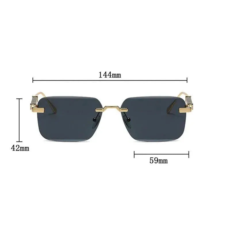 Rimless Square Sunglasses Unisex 2024 Fashion Eyewear
