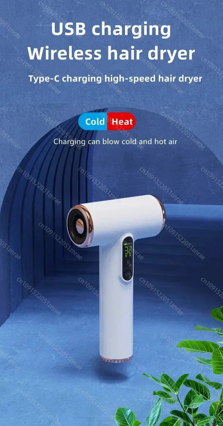 Wireless Cordless Hair Dryer USB Travel Rechargeable