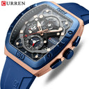 Mens Colorful Multi Functional Tonneau Quartz Watch