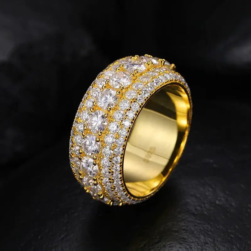 Sterling Silver Gold Plated Moissanite Hip Hop Ring — product image 5