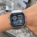 Vintage Stainless Steel Link Digital Watch Classic Elegance