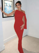 Hugcitar Solid O Neck Sleeveless Patchwork Bodycon Maxi Dresses For Summer Party