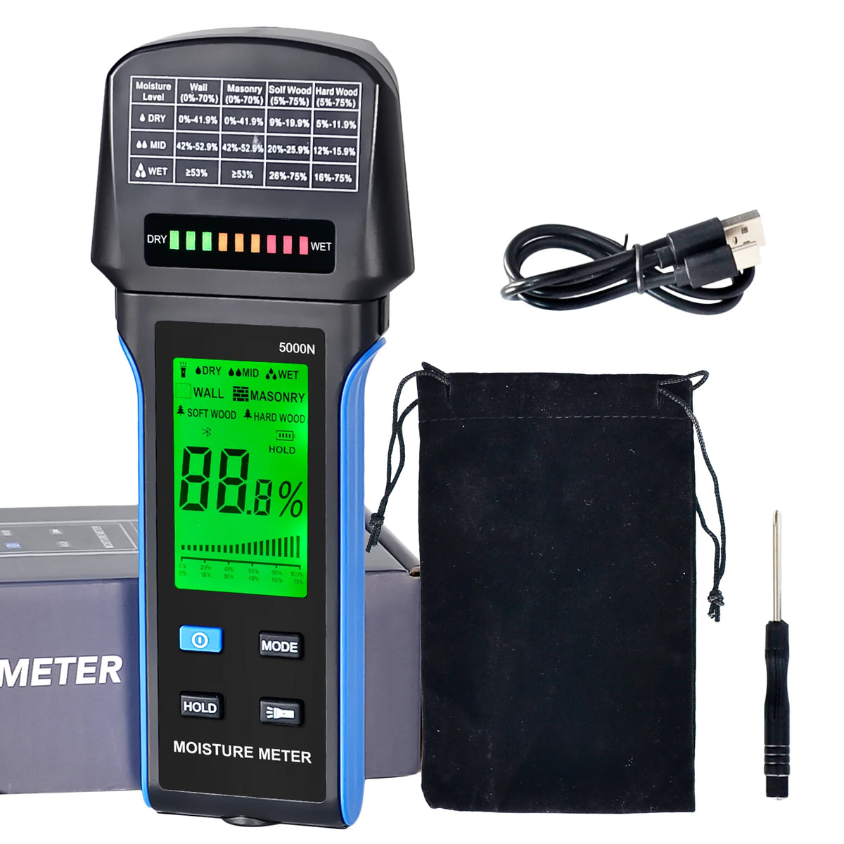 Masonry Humidity Detector,Wall Moisture Meter, Modes Wood Drywall — product view 1