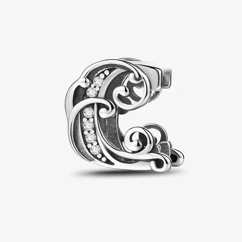 Sterling Silver Zircon Vine 26 Letters Pendant Bead