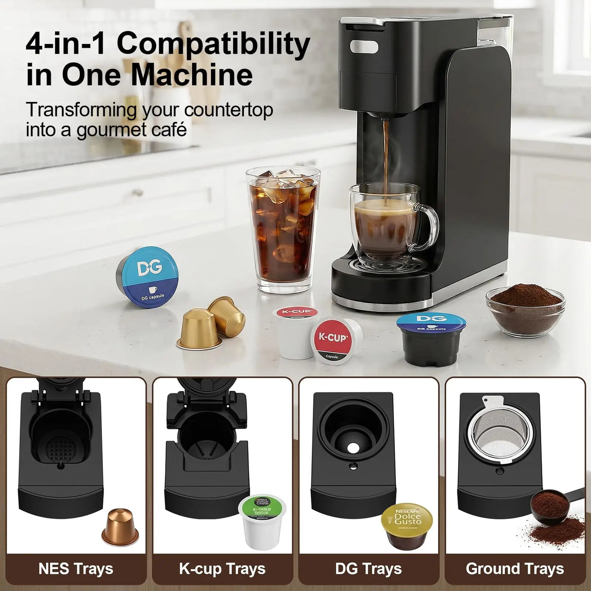 Single Serve Coffee Machine, Hot and Iced Coffee Maker — product view 2