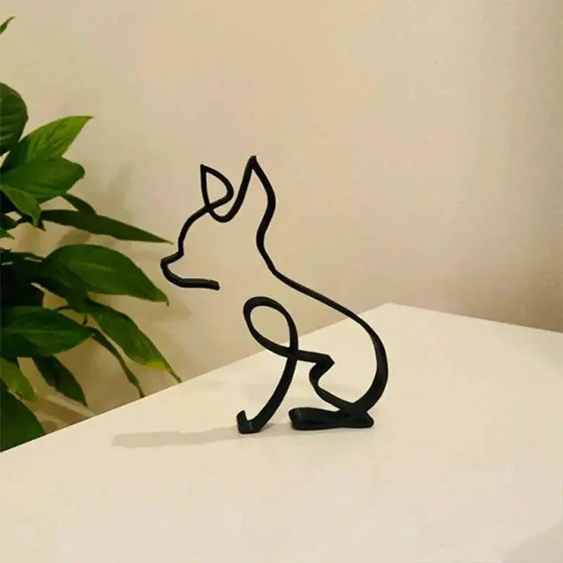 Metal Dog Art Sculpture for Modern Home Office Decor Gift