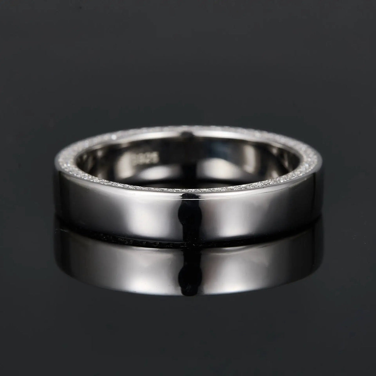 Round Moissanite Ring in Sterling Silver Pave Setting — product view 1