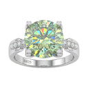 Round Green Moissanite Ring in Sterling Silver