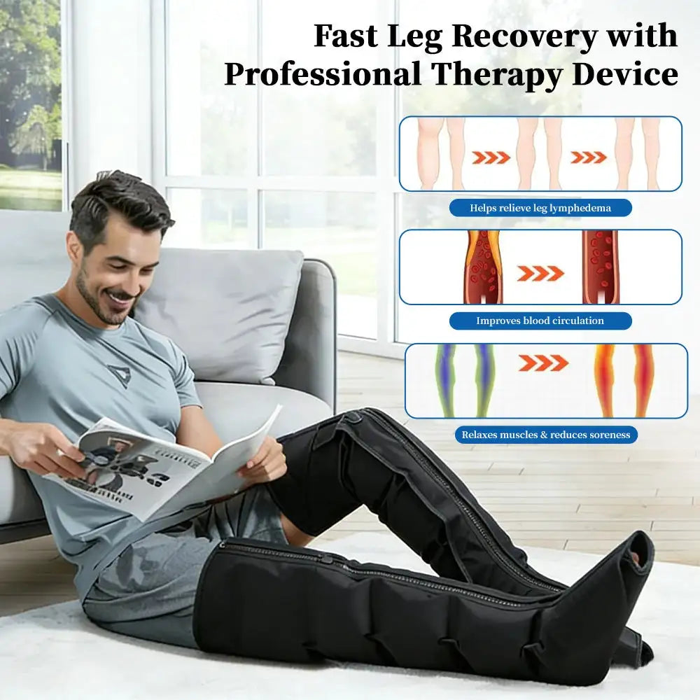 Air Compression Leg Massager Full Leg Foot Calf Knee Massage Boots for Athletes Seniors Post-Workout Muscle Recovery & Relief