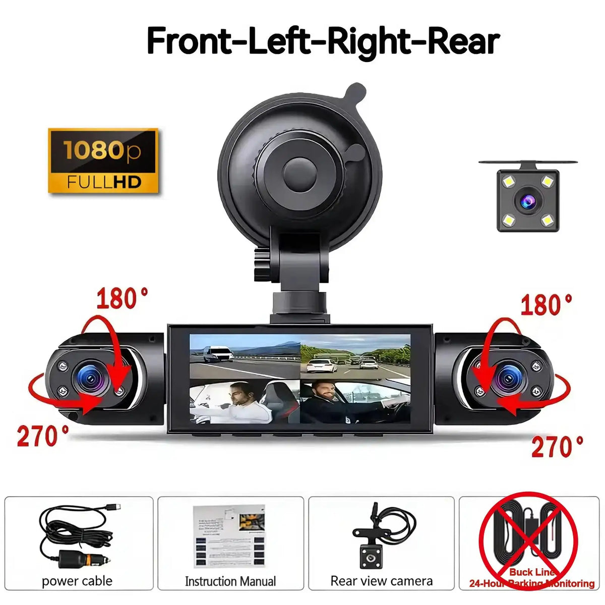 Car Dash Cam - Four Camera Night Vision Loop - 4-CH-Hardwire kit 64G product image