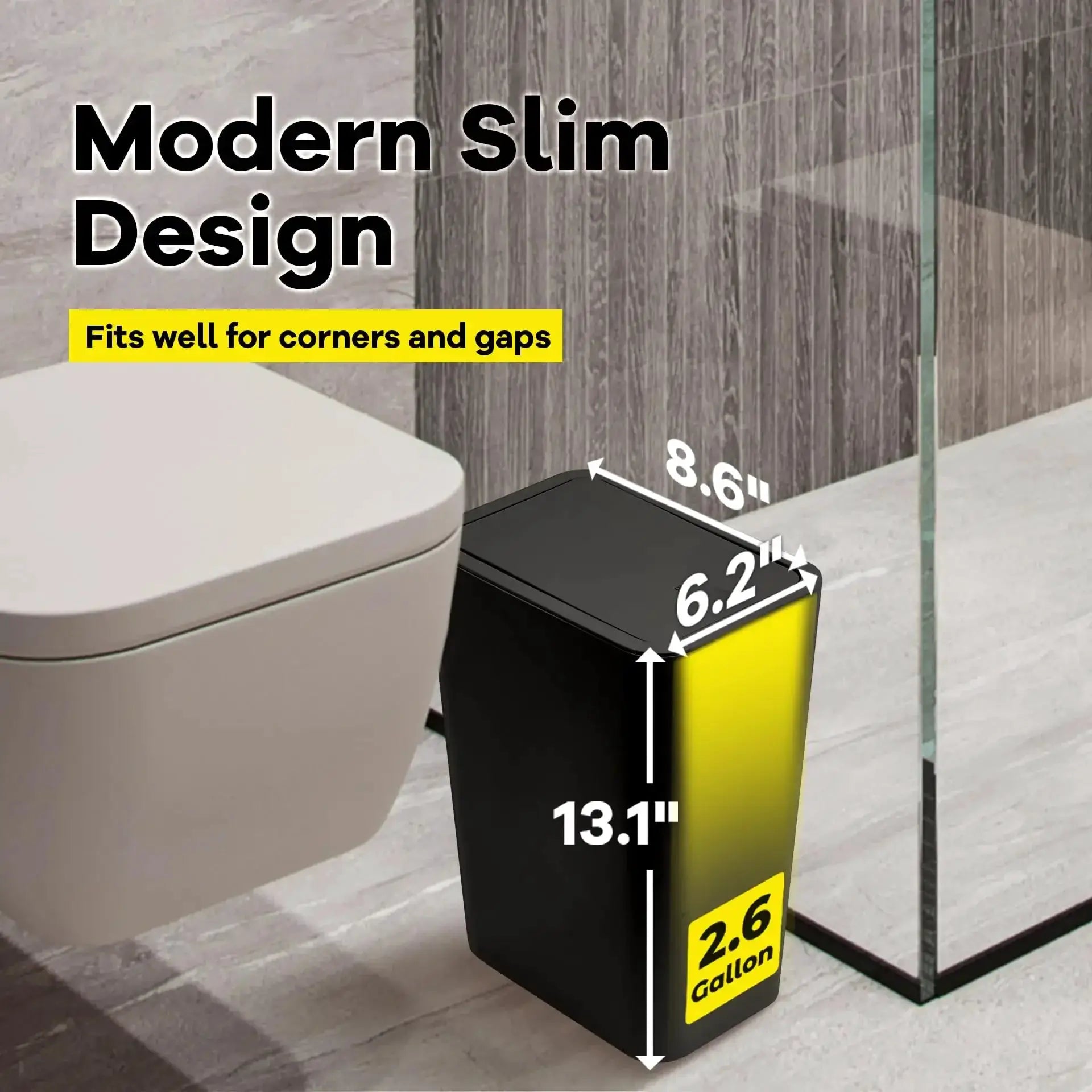 10L Bathroom Trash Can With Press Lid Small Compact Bin
