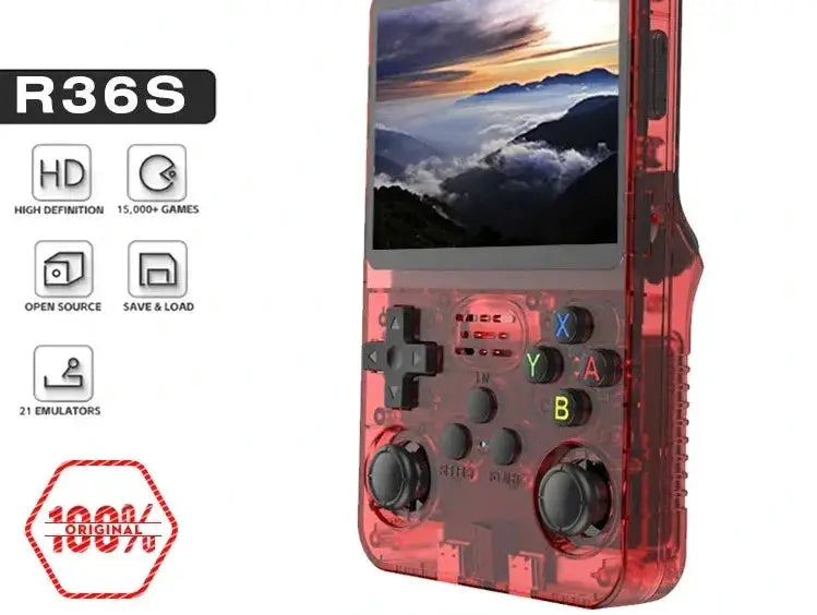 New Red R36S 128GB Retro Handheld Console 3.5 Inch IPS