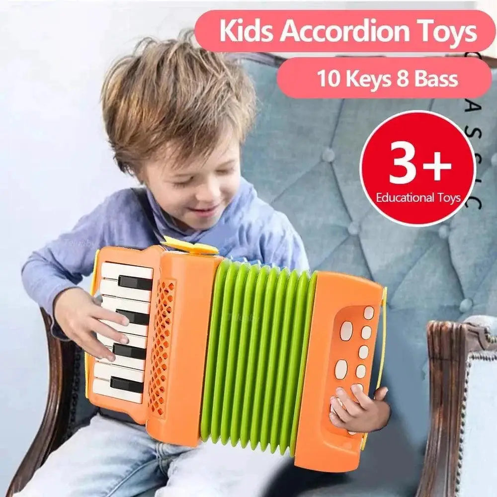 Kids Mini Accordion Toy With 10 Keys And 8 Bass Music