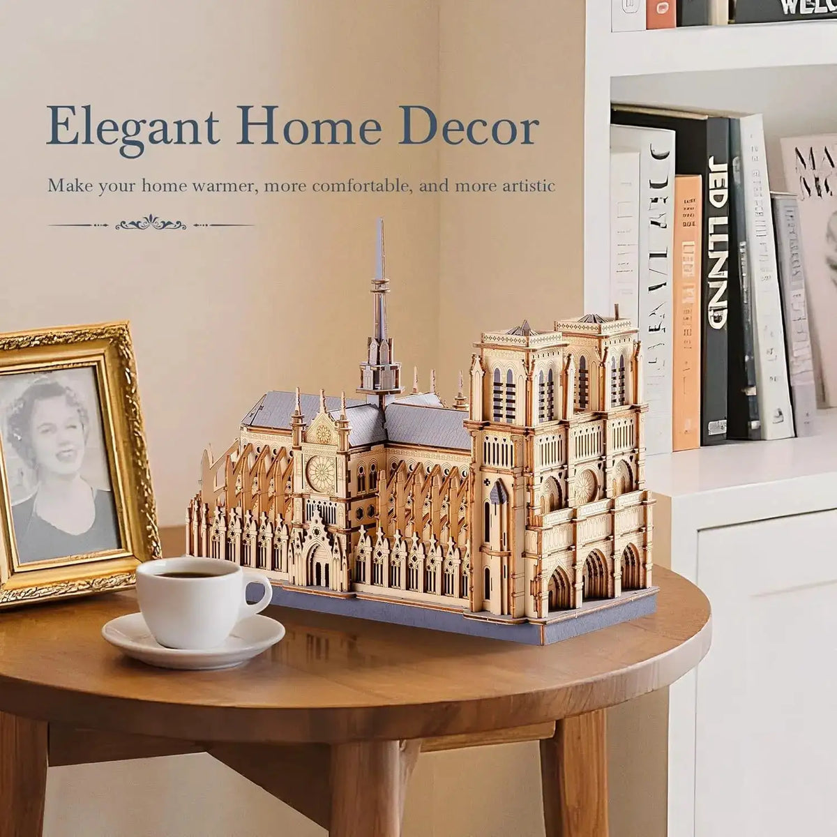 Robotime Rokr 3D Puzzle Paris Cathedral Wooden Model Kit for Adults to Build DIY Toy Building Construction Craft Kits Ideal Gift