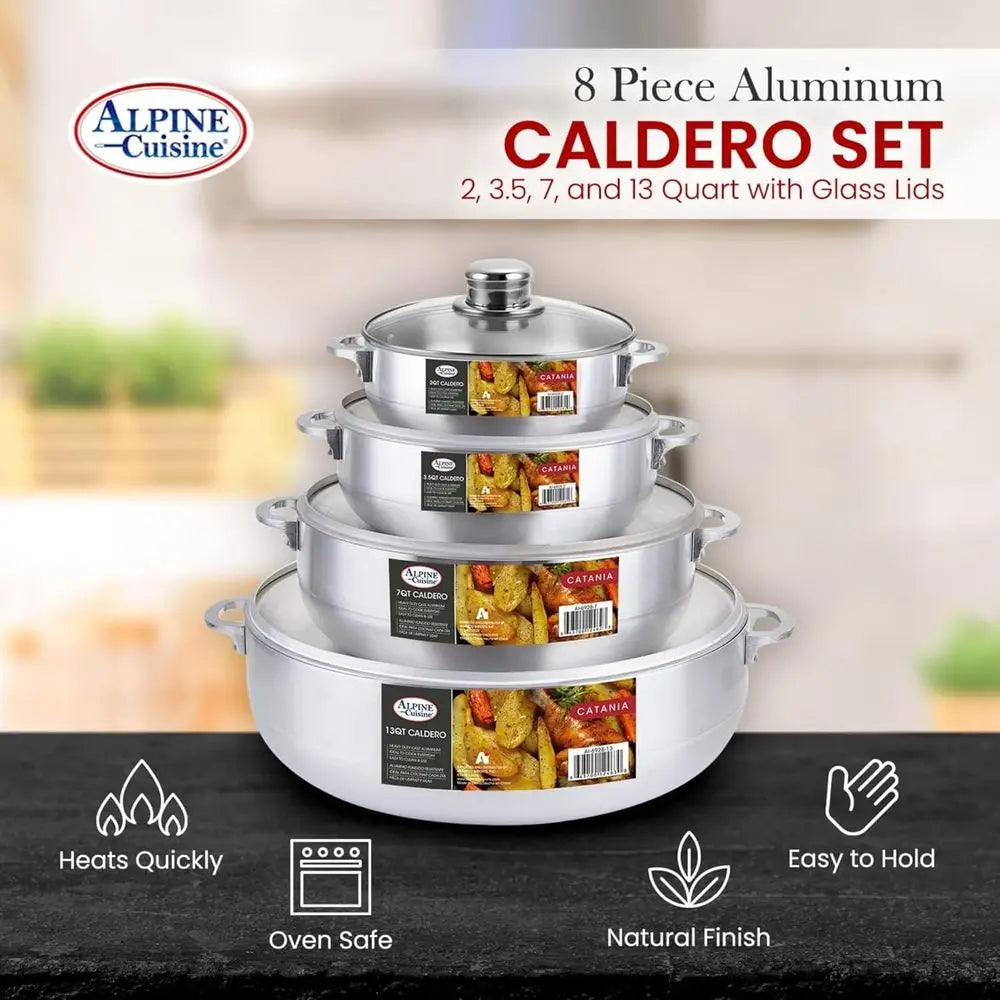 Nonstick Caldero Set with Glass Lids Tile Pots or Stews — product view 5