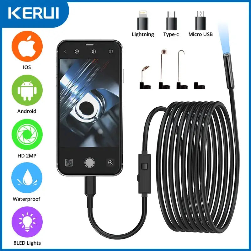 2MP OTG Endoscope Camera Automotive Boroscope Inspection Camera Device For Apple Iphone IOS Smart Phone Android Type C Cars