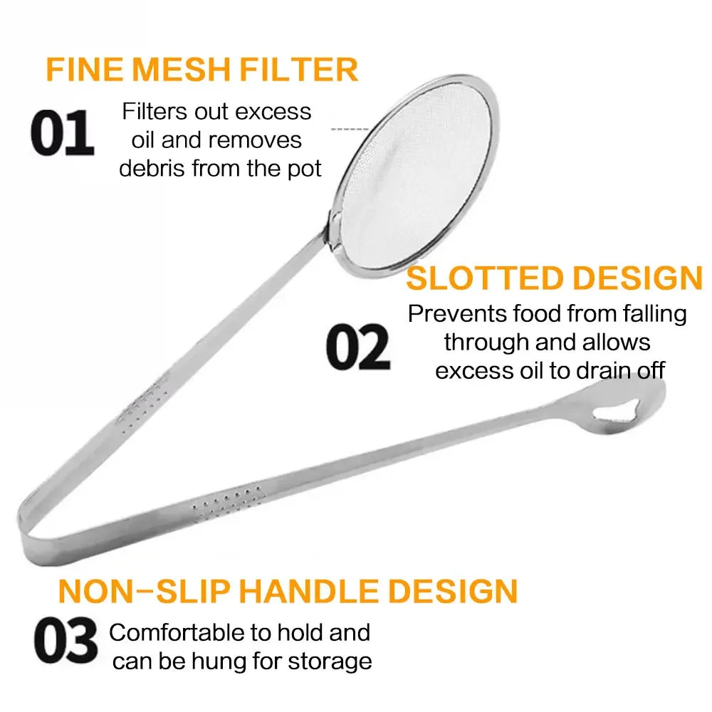 Stainless Steel Fine Mesh Strainer Spoon with Clip Kitchen Oil — product view 2