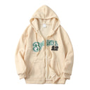 Women Letter Embroidery Oversized Hoodies Casual Jacket