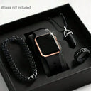 Men's LED Square Watch And Jewelry Set Birthday Gift Non-Smartwatch Box Not Included
