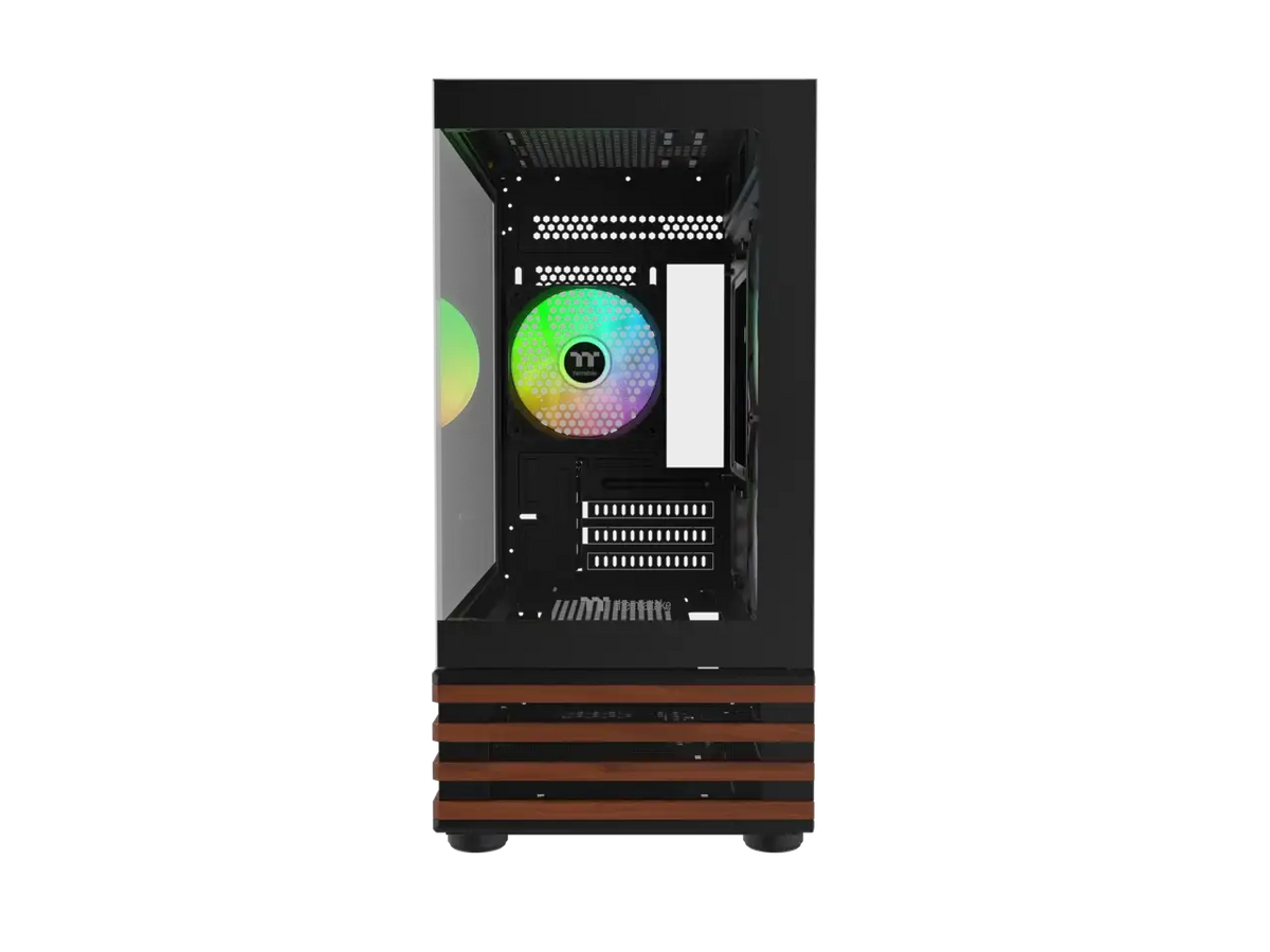 Thermaltake View 170 WS ARGB; Micro Chassis; Bottom Wood Trim; 3x120mm ARGB Lite Fans Included; 280mm Radiator Support; 340mm GPU Clearance; 180mm Max PSU Length; 160mm Air Cooler Max Height; mATX/mITX; Black; CA-1Z4-00M1WN-W